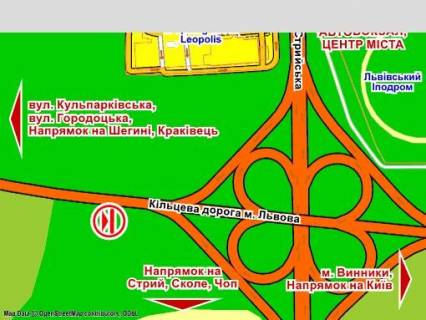 Video Billboard A in Lviv route Західний обхід м.Львова, км 15+50 м (біля ТЦ "Кінг Кросс",  розмір 5 х 12 м, екран - 563512 scheme