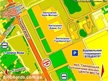 Billboard A in Lviv вул. Городоцька, 302 (біля ТЦ "Епіцентр", Автосалон  "Nissan"), місце 1 scheme