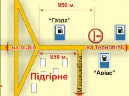 Billboard A in Lviv route с. Підгірне (напрямок до міста), 5х12 м scheme