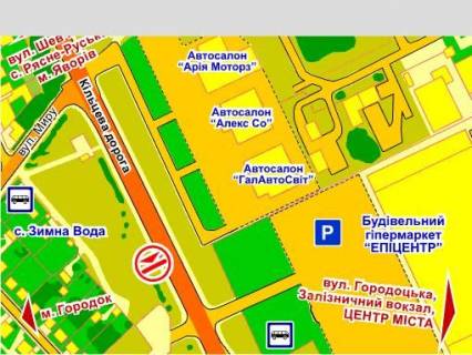 Billboard A in Lviv вул. Городоцька, 302 (біля ТЦ "Епіцентр", с. Зимна Вода), місце 2, 5х12 м scheme