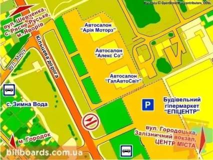 Billboard B in Lviv вул. Городоцька, 302 (біля ТЦ "Епіцентр", Автосалон  "Nissan"), місце 1 scheme