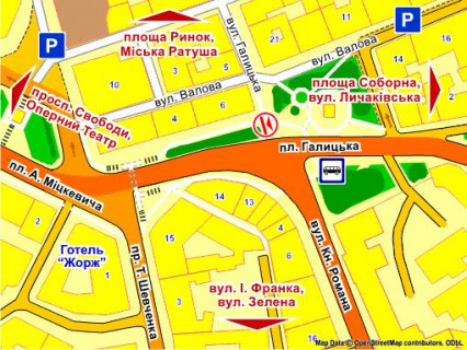 Cityscroll A in Lviv pl. Galic'ka - st. Galic'ka (parna storona)  skroll scheme