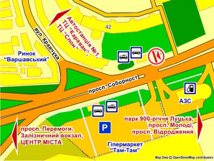 Billboard A in Lutsk per. st. Kravcuka - Sobornosti, zverhu scheme