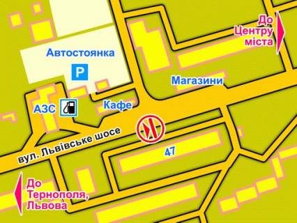 Billboard A in Khmelnitsky st. L'vivs'ke sose (bila bud. 47) scheme