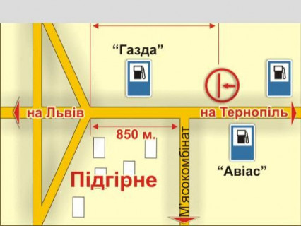 Billboard A in Lviv с. Підгірне (напрямок до міста), 5х12 м scheme