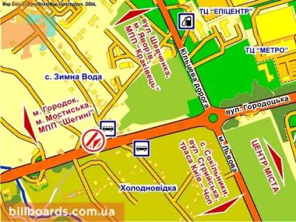 Billboard A in Lviv с. Зимна Вода, вул. Івана Богуна, 1 scheme