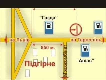 Billboard B in Lviv route с. Підгірне (напрямок до Тернополя, Івано-Франківська), 5х12 м scheme