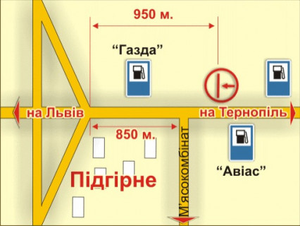 Billboard A in Lviv route с. Підгірне (напрямок до міста), 5х12 м scheme