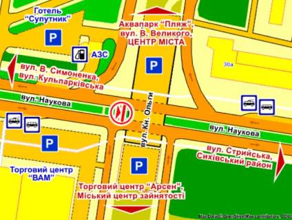 Backlight Р/П in Lviv st. Naukova (bila mostu, na r/s, z st. Kul'parkivs'koi), rozmir 2,3 h 3,2 m beklajt scheme