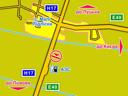 Billboard B in  с. Малі Підліски (Київська траса, напрямок до Львова), конструкція ||, 5х12 м scheme