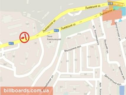 Billboard B in Khmelnitsky st. L'vivs'ke sose (bila bud. 12) scheme