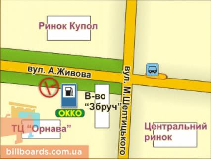Billboard B in Ternopil st. Zivova (bila AZS), 3x4 m scheme