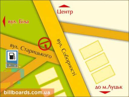 Billboard B in Rivne per. st. Sobornoi - Staric'kogo scheme