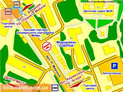 Billboard A in Khmelnitsky st. P. Mirnogo, 28 A scheme