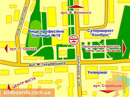 Billboard B in Drogobich st. Vinnicenka, 7 (bila VPU No19) scheme