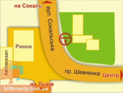 Billboard A in Shepticriy (Chervonograd) av. Sevcenka - st. Sokal's'ka scheme