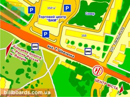 Billboard A in Lviv st. Sevcenka, 358 scheme