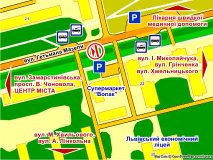 Prismatron, Prism A in Lviv st. Mazepi, 20 bila bud  supermarketu "Vopak" , prizma 3 - 176661 scheme
