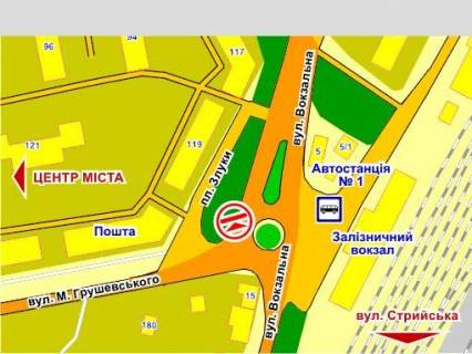 Billboard B in Drogobich av. Zluki - st. Grusevs'kogo (Vokzal) scheme