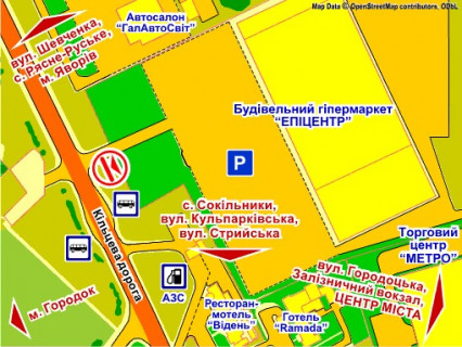 Billboard B in Lviv вул. Городоцька, 302 (заїзд на ТЦ "Епіцентр", с. Зимна Вода), місце 9 scheme