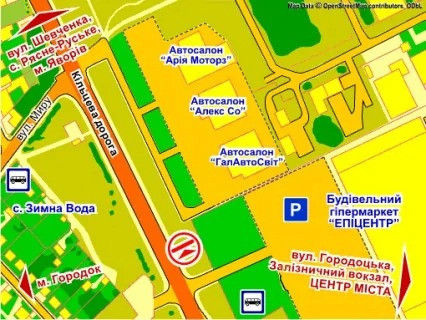 Billboard A in Lviv вул. Городоцька, 302 (біля ТЦ "Епіцентр", Автосалон  "Nissan"), місце 1 scheme