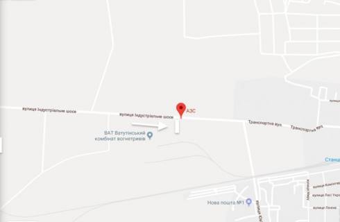 Billboard A in Vatutine Industrial'noe sosse  v'ezd v Vatutino s Kieva AZS Vatutins'kij kombinat  Vatutins'kij Hlibokombinat A scheme