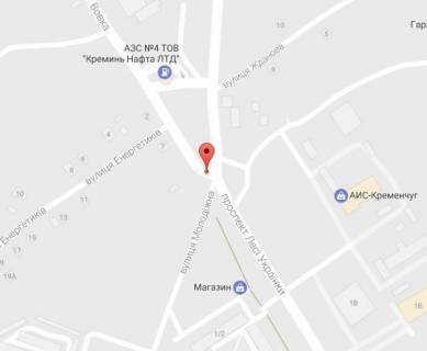 Billboard B in Kremenchuk, 3 х 6  prosp. L.Ukrainki, perehr. z st. Molodiznou, st. Svistovs'kou, r-n AZS "UkrtatNafta" scheme