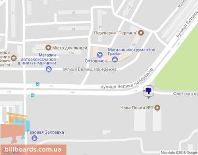 Billboard A in Kremenchuk st. Bol'saa Nabereznaa (st.50-letia SSSR), pererestok s st. Flotskaa, 2, rajon avtorynka, otdelenie Novoj Pocty No1 scheme