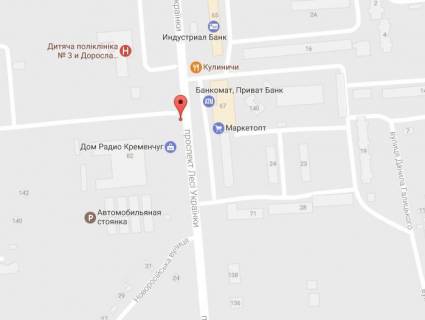 Billboard B in Kremenchuk, 3 х 6  prosp. L.Ukrainki, perehr. z st. Kercens'kou, navproti supermarketu <<MarketOpt>>, zupinka <<Kercens'ka>> scheme