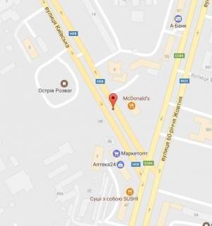 Billboard A in Kremenchuk, 3 х 6  st. Kiivs'ka, 8 (navprotiv <<McDonald's>>), perehr. z prosp. Svobodi, na rozdilovij smuzi scheme