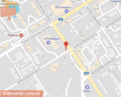 Prismatron, Prism B in Kremenchuk st. Nebesnoj Sotni(st.Proletarskaa) 3a, perekr. s st. Teatral'noj (st.Vorovskogo), vozle supermarketov <<ATB>>, <<El'dorado>>, <<Billa>>, <<EKOmarket>> i Central'nogo rynka - 87176 scheme