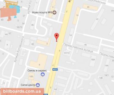 Billboard A in Kremenchuk, 3 х 6  prosp. Svobodi, 3,  kvart. 101, bila supermarketu <<MarketOpt>> scheme