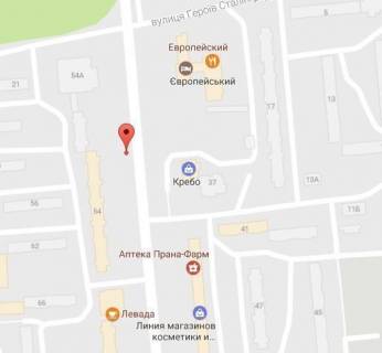 Billboard A in Kremenchuk, 3 х 6  prosp. L.Ukrainki, bila budinku 54, bila kompanii <<Centr>> ta PK <<Naftohimik>>, r-n supermarketu <<ATB>>, <<Watsons>> scheme