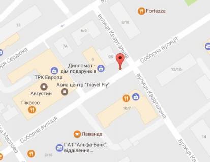 Citylight A in Kremenchuk, 1,2 х 1,8  st. Sobornaa, 9-B, perekrestok  s st. Kvartal'noj, vozle torgovyh centrov <<Diplomat>> i <<Evropa>> scheme