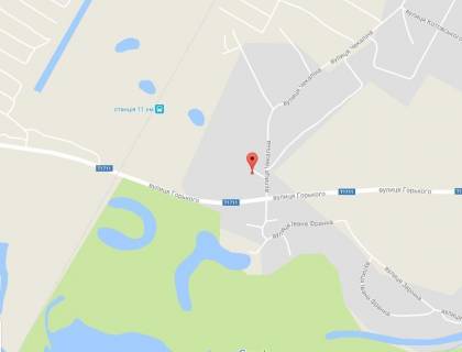 Billboard B in Horishni Plavni (Komsomolsk), 3 х 6  st. Gor'kogo, perehr. z st. Cekalina, r-n z/d pereizdu, v'izd v Gorisni Plavni z Kremencuka scheme