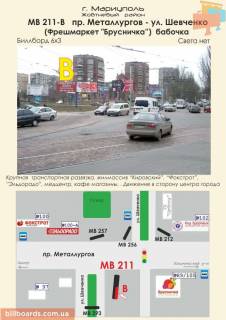 Billboard B in Mariupol av. Metallurgov - st. Sevcenko, 89/105 (Fresmarket "Brusnicka"), babocka Photo 1