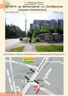 Billboard A in Mariupol av. Metallurgov - st. Oktabr'skaa (pod"em k Avtovokzalu) Photo 1