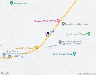 Billboard A in Khotnivka s. Hotanivka, trasa R-69 "Kiiv-Visgorod-Desna", km 32+900 pravo, cerez 300m pisla povorotu na st. Prislahova, za 350m do avtobusnoi zupinki, za 400m do ekobazi KOZANOSTRA scheme