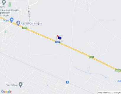 Billboard A in Vorzel smt. Vorzel', trasa M-07 "Kiiv-Kovel'", km 35+700 livo, cerez 1.1km pisla povorotu na st. Central'na, cerez 1.4km pisla AZS BRSM Nafta, za 1.2km do povorotu na st. Parkova scheme