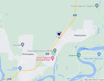 Billboard A in Novosilki s. Novosilki, trasa R-69 "Kiiv-Visgorod-Desna", km 35+350 livo, za 850m do povorotu na bazu vidpocinku Arsenalec' ta "MRIA" scheme