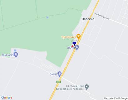 Billboard B in Zalissya s. Zalissa, cernigivs'ka trasa, trasa M-01 "Kiiv-Cernigiv-Novi Arilovici", km 43+500 livo, st. Kiivs'ka, navproti AZS "OKKO", cerez 950m pisla povorotu na zavod "Coca-Cola" ta AZS "OKKO", za 450m do restoranu "Tri kozaki" scheme