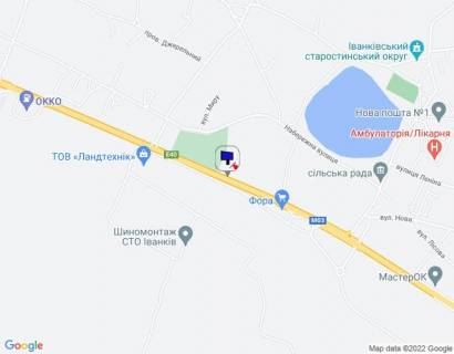 Billboard A in Ivankiv с. Іванків, харківська траса, траса М-03 "Київ-Харків", км 46+200 ліво, через 250м після магазину Фора, через 550м після автобусної зупинки та повороту на вул. Пролетарська, за 850м до АЗС ОККО scheme