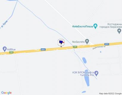Billboard A in Berezivka (Kiev region) s. Berezivka, trasa M-06 "Kiiv-Cop" (Zitomir), km 39+800 pravo, cerez 50m pisla AZS AMIK scheme