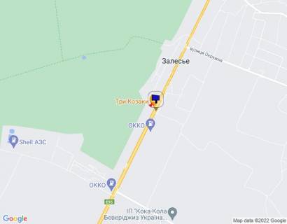 Billboard A in Zalissya s. Zalissa, cernigivs'ka trasa, trasa M-01 "Kiiv-Cernigiv-Novi Arilovici", km 44+000 pravo, st. Kiivs'ka, navproti restoranu "Tri kozaki", za 800m do povorotu na st. Okruzna ta s. Bogdanivka, cerez 300m pisla AZS "OKKO" scheme