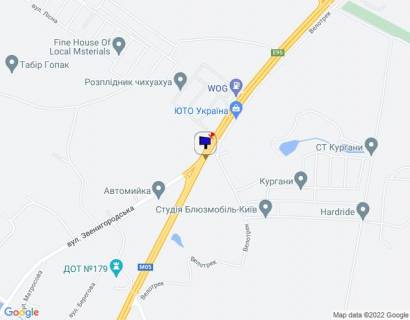 Billboard B in Vita-Poshtova s. Vita-Postova, trasa M-05 Kiiv-Odesa, km 18+090 livo, cerez 250m pisla AZS WOG, za 730m do povorotu na s. Vita-Postova (na st. Sadova) scheme