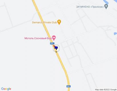 Billboard A in Kozin Konca-Zaspa, trasa R-01, km 33+350 pravo, bila avtobusnoi zupinki, cerez 150m pisla povorotu na s. P'atihatki, cerez 250m pisla kotedznogo mistecka "Sosnovij Bir", za 400m do povorotu na s. Rudiki scheme