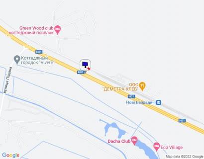 Billboard A in Kiev roads Dniprovs'ke sose, trasa N-01 "Kiiv-Znam'anka", km 35+450 livo, cerez 670m pisla z/d stancii, za 630m do povorotu na s. Novi Bezradici scheme