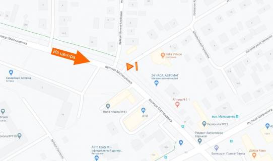 Video Billboard B in Kharkiv Matusenka st., 14 - Sevcenka st. (iz centru) (B) - 292611 scheme