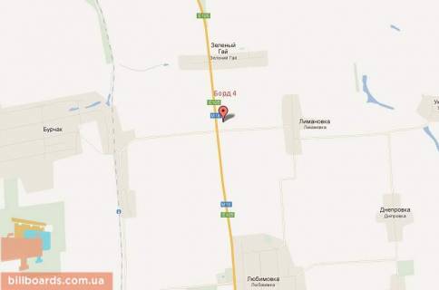 Billboard B in Vasylivka, 3х6  351 km  trassa Moskva / Simferopol', potok transporta po napravleniu k Zaporoz'u, za Vasil'evkoj za 1 km do Zelenogo Gaa na perekrestke Burcak - Limanovka scheme