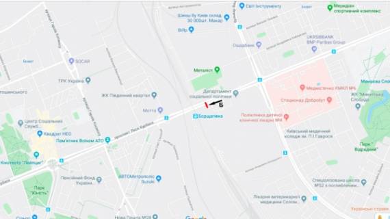 Billboard B in Kyiv, 3х6  prosp. Komarova, 19, v naav. Okruznoj dorogi (naprotiv ZK "Sucasnij Kvartal") scheme